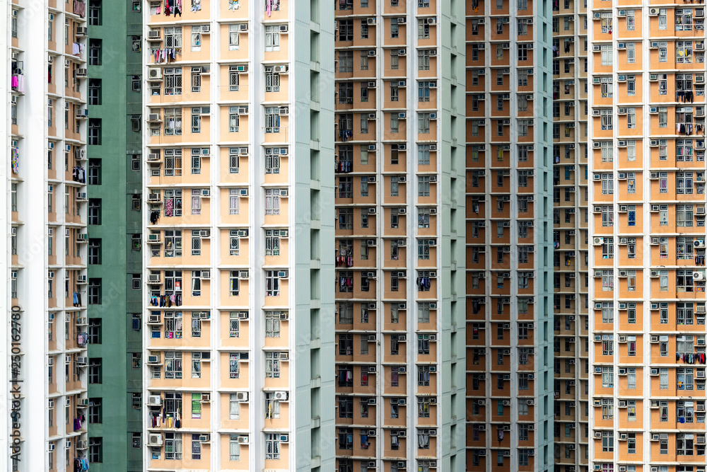 Building facade of real estate in Hong Kong