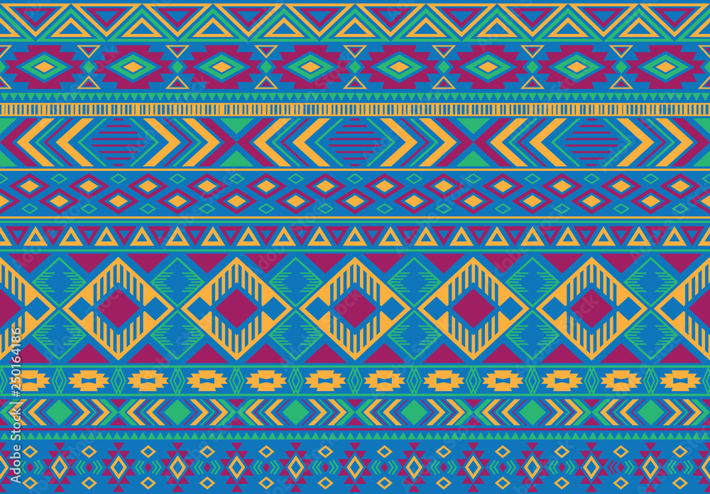 Indonesian pattern tribal ethnic motifs geometric seamless vector background. Awesome indian tribal motifs clothing fabric textile print traditional design with triangle and rhombus shapes.