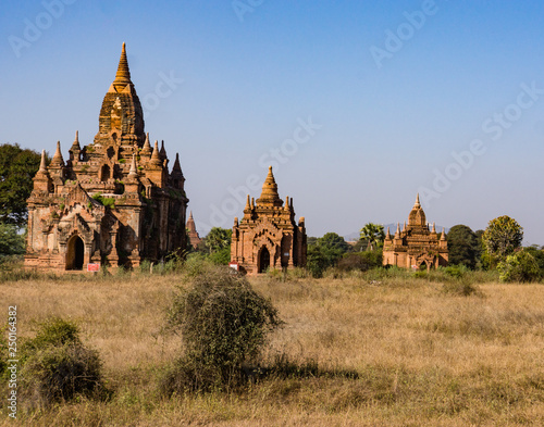brick ancient temples, pagodas and stupas on the plains of Old Bagan, Myanmar 
