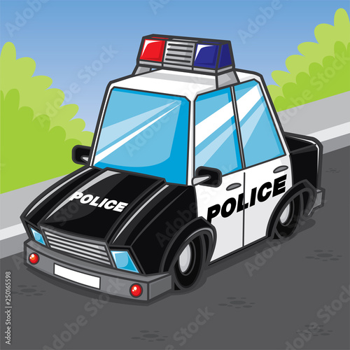 Police car cartoon,vector cartoon, cute vector