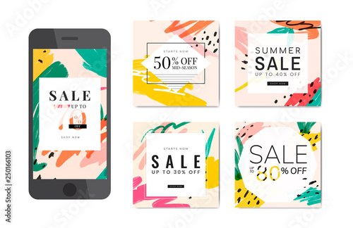 Memphis summer sale design illustration
