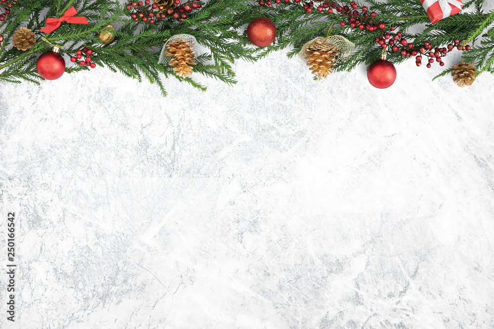 Festive Christmas decorated background mockup - obrazy, fototapety, plakaty 