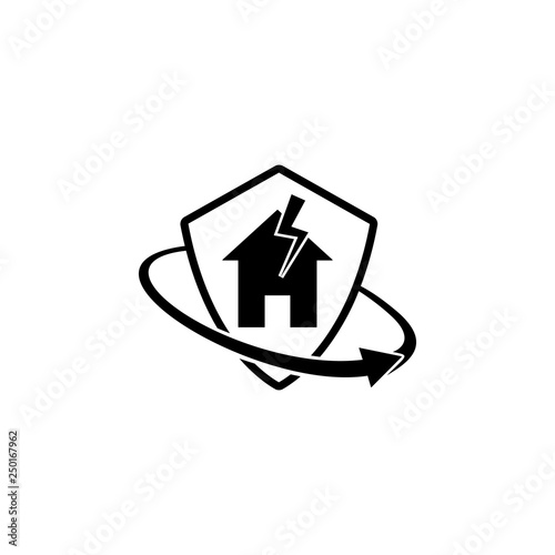 home, lightning, insurance. Element of insurance in shield icon. Premium quality graphic design icon. Signs and symbols collection icon for websites, web design, mobile app