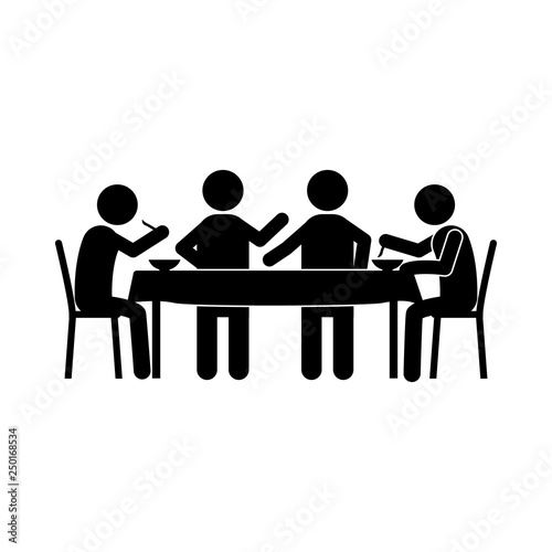 group eating, friends eating in restaurant icon. Element of dinner in a restaurant illustration. Premium quality graphic design icon. Signs and symbols collection icon for websites