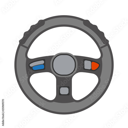 Driving car vehchile wheel transportation automobile flat design isolated icon vector illustration photo