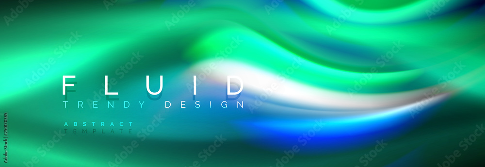 Fluid colors mixing glowing neon wave background, holographic texture Fluid colors mixing glowing neon wave background, holographic texture