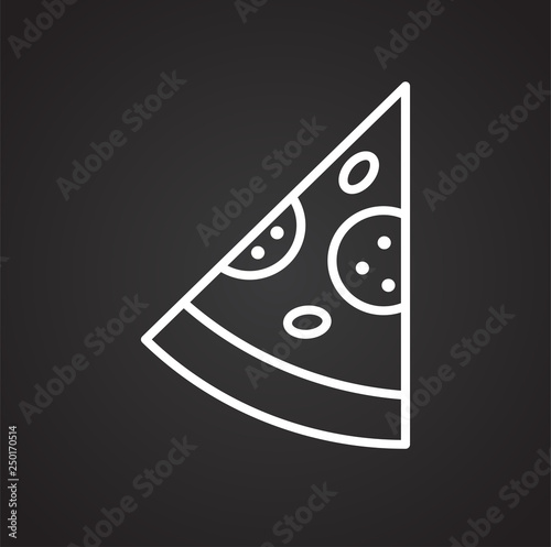 Pizza outline icon on black background for graphic and web design, Modern simple vector sign. Internet concept. Trendy symbol for website design web button or mobile app