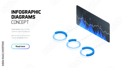 Infographic diagrams and charts, business and finance analytics and statistics, big data technology, trading analysis