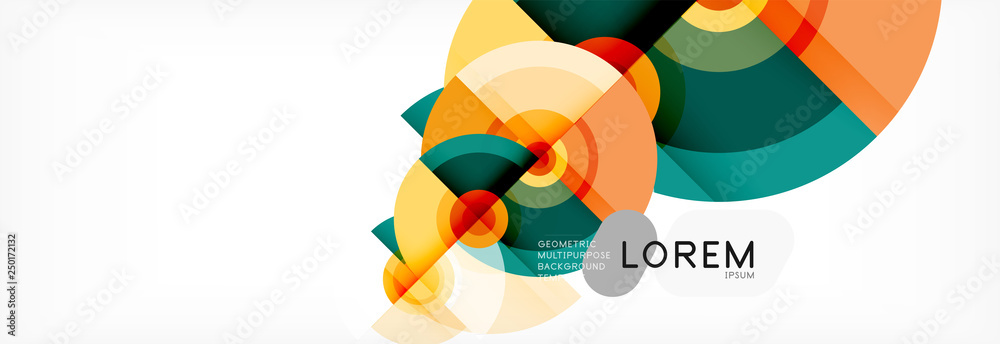 Flying circles geometric abstract background Flying circles geometric abstract background