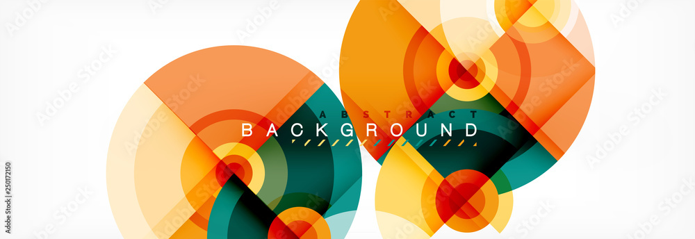 Flying circles geometric abstract background