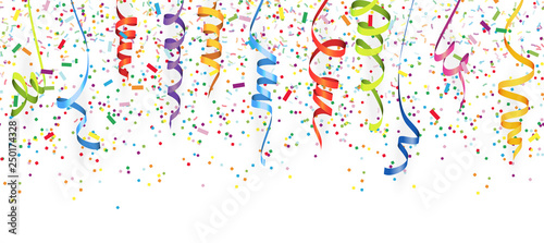 seamless colored confetti and streamers
