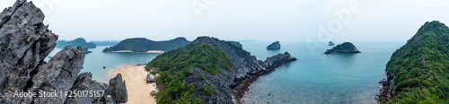 Panoramic view from atop Monkey Island, Cat Ba, Vietnam