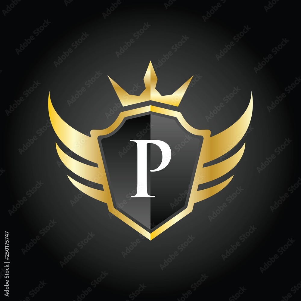 PM Logo Monogram Shield Crown Luxury Design Stock Vector