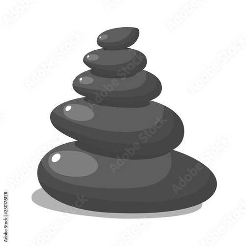 Spa stones for medical therapy, beauty and healthcare, massage and relax procedures, black heap. SPA beauty and health concept. Vector illustration in flat style