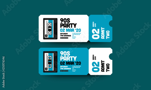 90s Party Cassette Invitation Design with Where and When Details