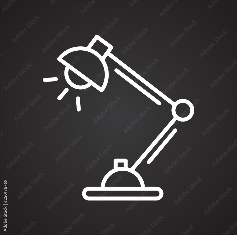 Table lamp line icon on black background for graphic and web design, Modern simple vector sign. Internet concept. Trendy symbol for website design web button or mobile app