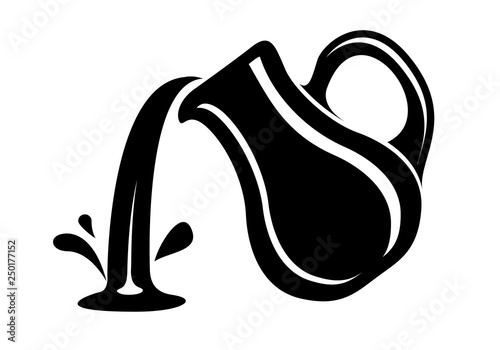 Jug pour out milk or water canister. Simple logo.