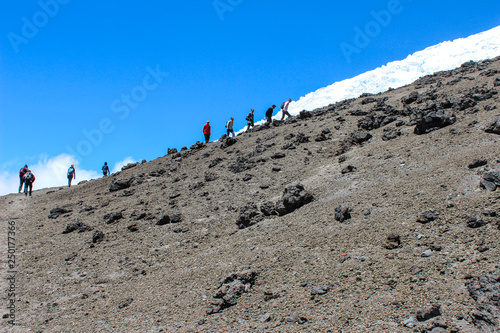 Hiking up a volcano