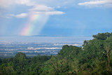 Wide Rainbow over Tagaytay City, With Green Forest - Batangas, Philippines