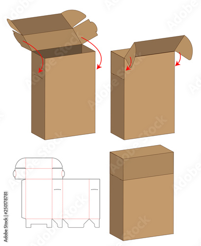 Box packaging die cut template design. 3d mock-up