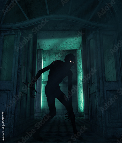 Scary monster in dark room hi-res stock photography and images - Alamy