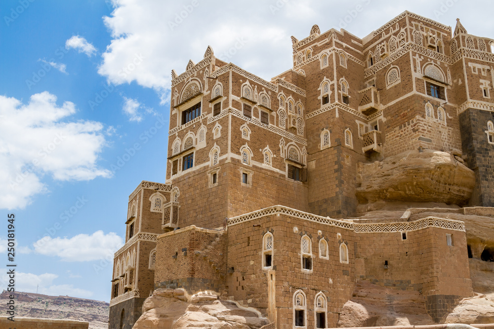 Beautiful Traditional Old Yemeni Architecture On Hilltop, Sana'a Yemen