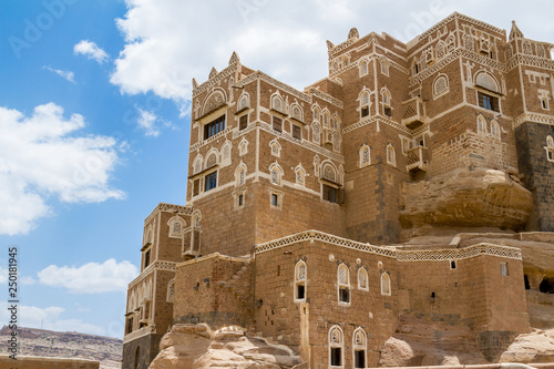 Beautiful Traditional Old Yemeni Architecture On Hilltop, Sana'a Yemen photo