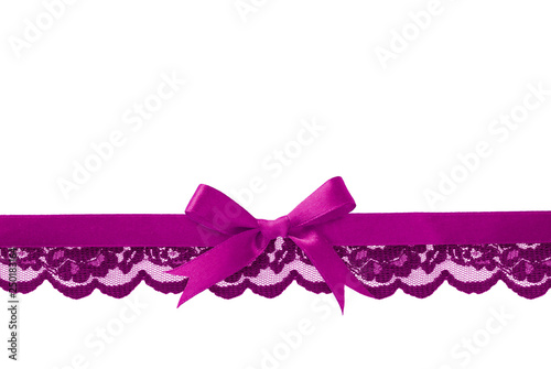 Violet lace and satin bow i...