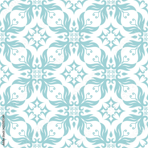 Seamless pattern with blue flowers On white background for textile