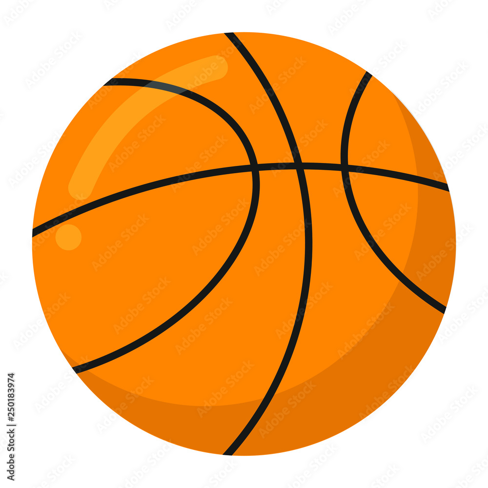 Orange basketball ball flat style design icon sign vector illustration isolated on white background. Symbol of the spot game basketball.