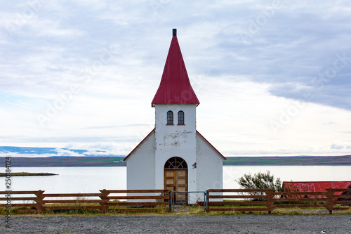 Iceland. View of the church. Island life