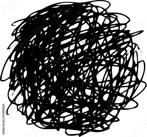 Illustration of a circle of scribble vigorously