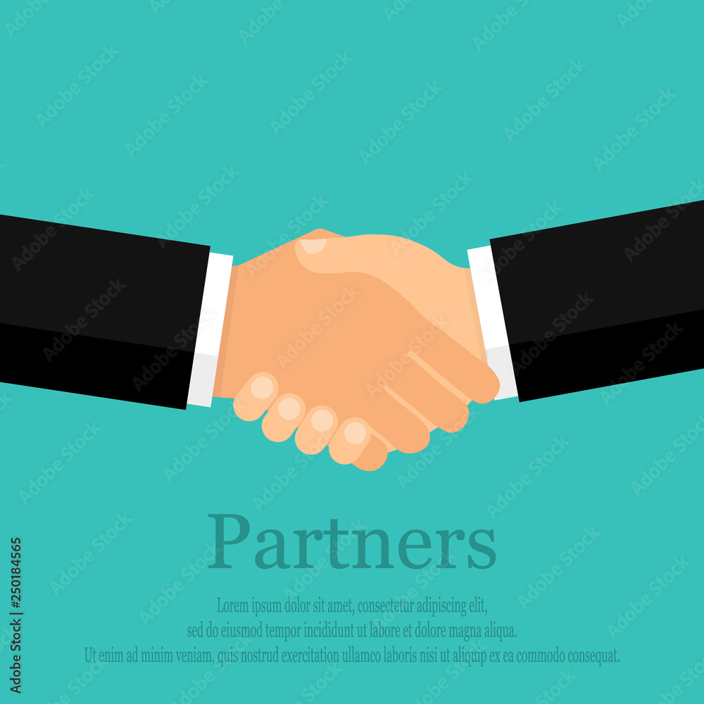 handshake businessman agreement. Vector illustration flat style. shaking hands. symbol of a successful transaction handshake businessman agreement. Vector illustration flat style. shaking hands. symbol of a successful transaction