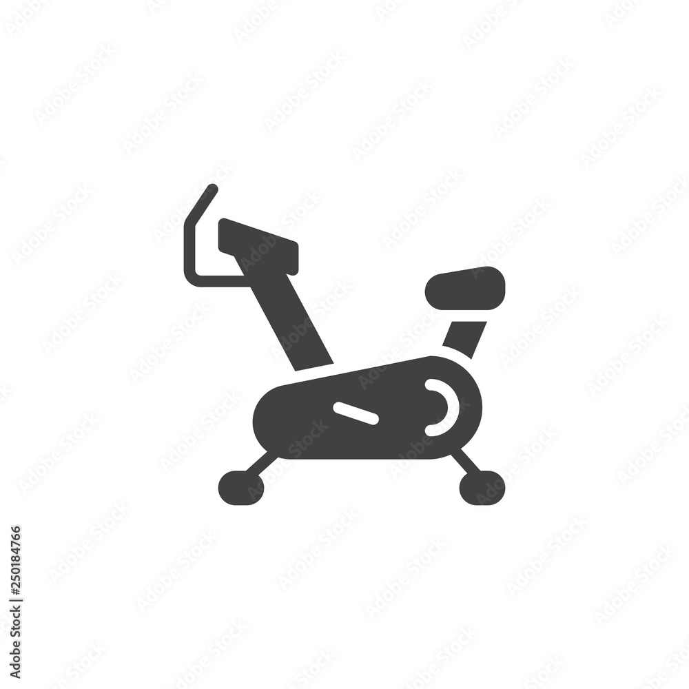 Exercise bicycle vector icon. filled flat sign for mobile concept and web design. Stationary bike simple glyph icon. Gym sports equipment symbol, logo illustration. Pixel perfect vector graphics Exercise bicycle vector icon. filled flat sign for mobile concept and web design. Stationary bike simple glyph icon. Gym sports equipment symbol, logo illustration. Pixel perfect vector graphics