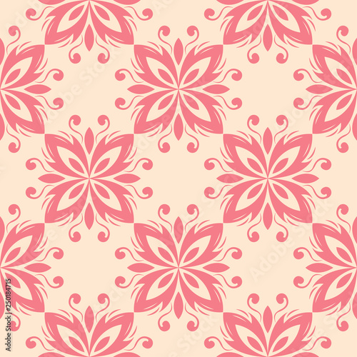 Floral seamless pattern. Pink and beige background © Liudmyla