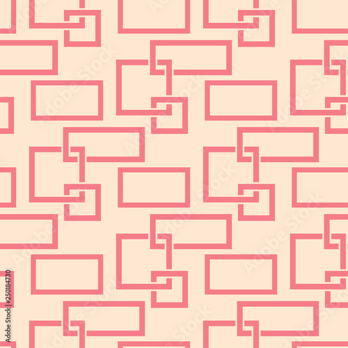 Red and beige geometric print. Square seamless pattern