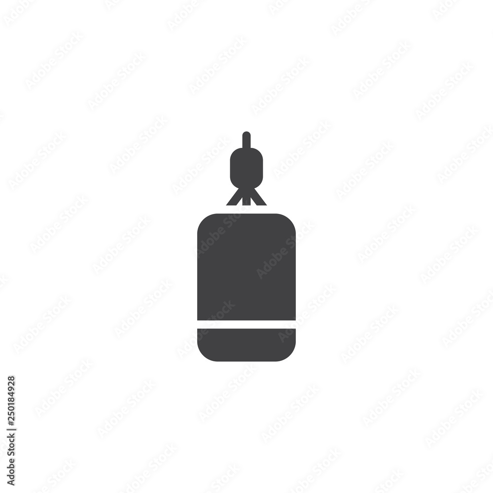 Obraz premium Punching bag vector icon. filled flat sign for mobile concept and web design. Boxing punch bag simple glyph icon. Symbol, logo illustration. Pixel perfect vector graphics