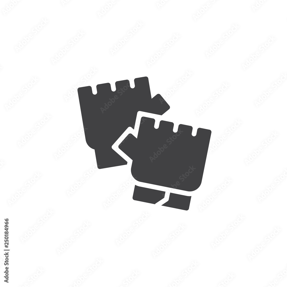 Fingerless sport gloves vector icon. filled flat sign for mobile concept and web design. Gym gloves simple glyph icon. Symbol, logo illustration. Pixel perfect vector graphics