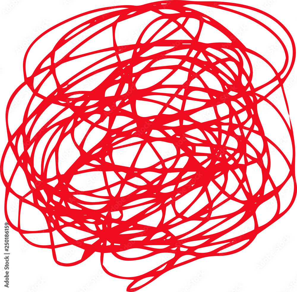 Illustration of a red circle of scribble vigorously