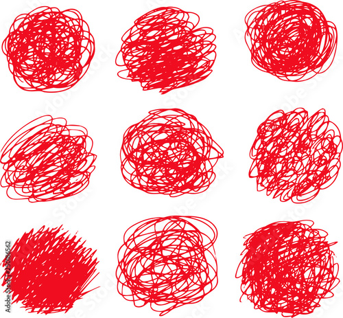 Illustration of a red circle of scribble vigorously set