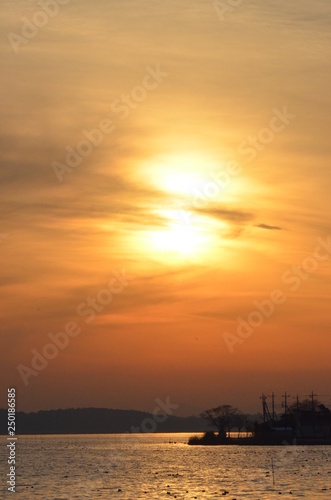 涸沼の夕景