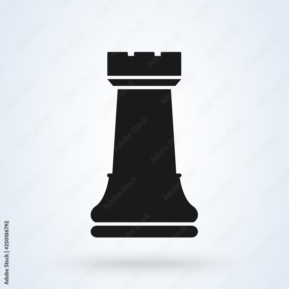 silhouetted chess piece rook. vector icon black silhouetted chess piece rook. vector icon black
