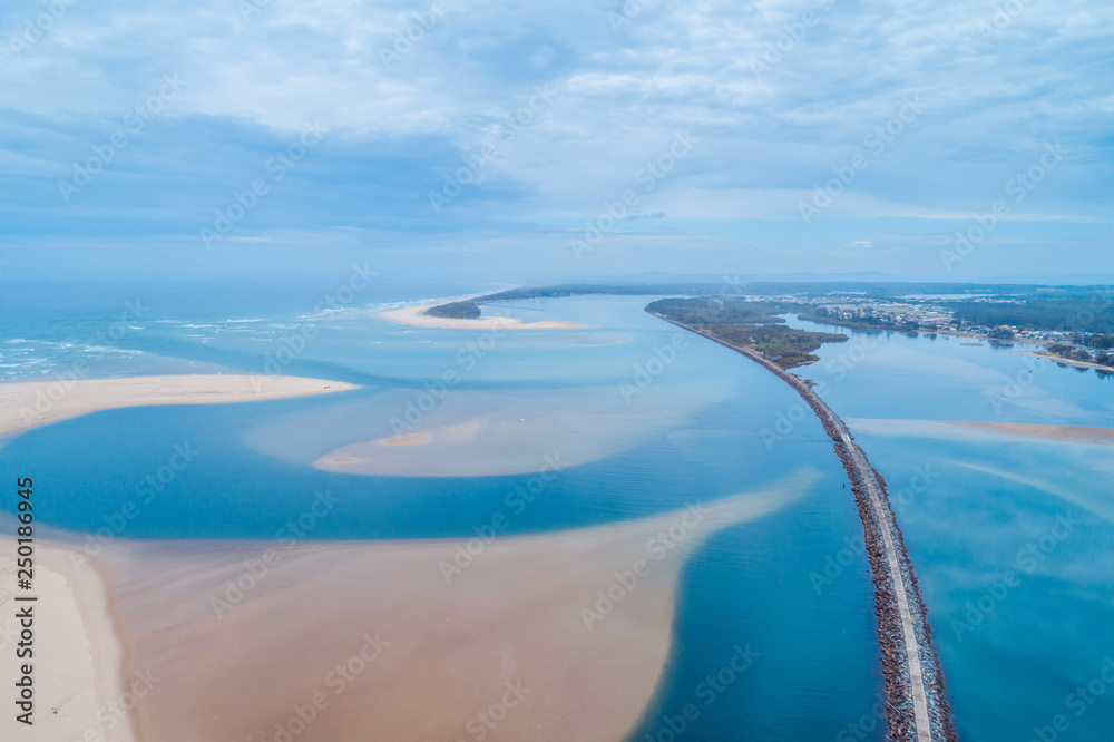 Aerial view of Harrington Breakwall and Manning River mouth. Harrington,  New South Wales, Australia Stock Photo | Adobe Stock