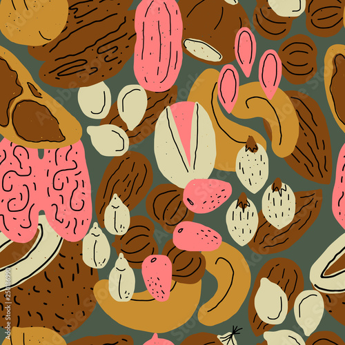 Nuts&seeds vector seamless