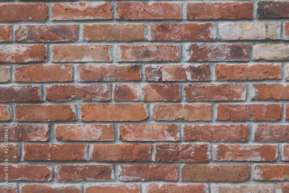 Red brick wall texture grunge background with matt film effect Red brick wall texture grunge background with matt film effect