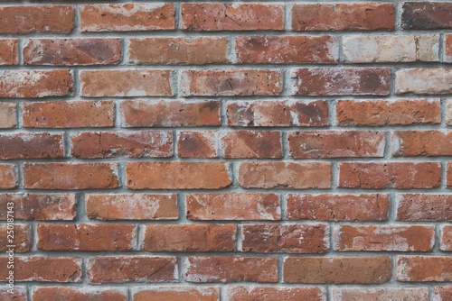 Red brick wall texture grunge background with matt film effect