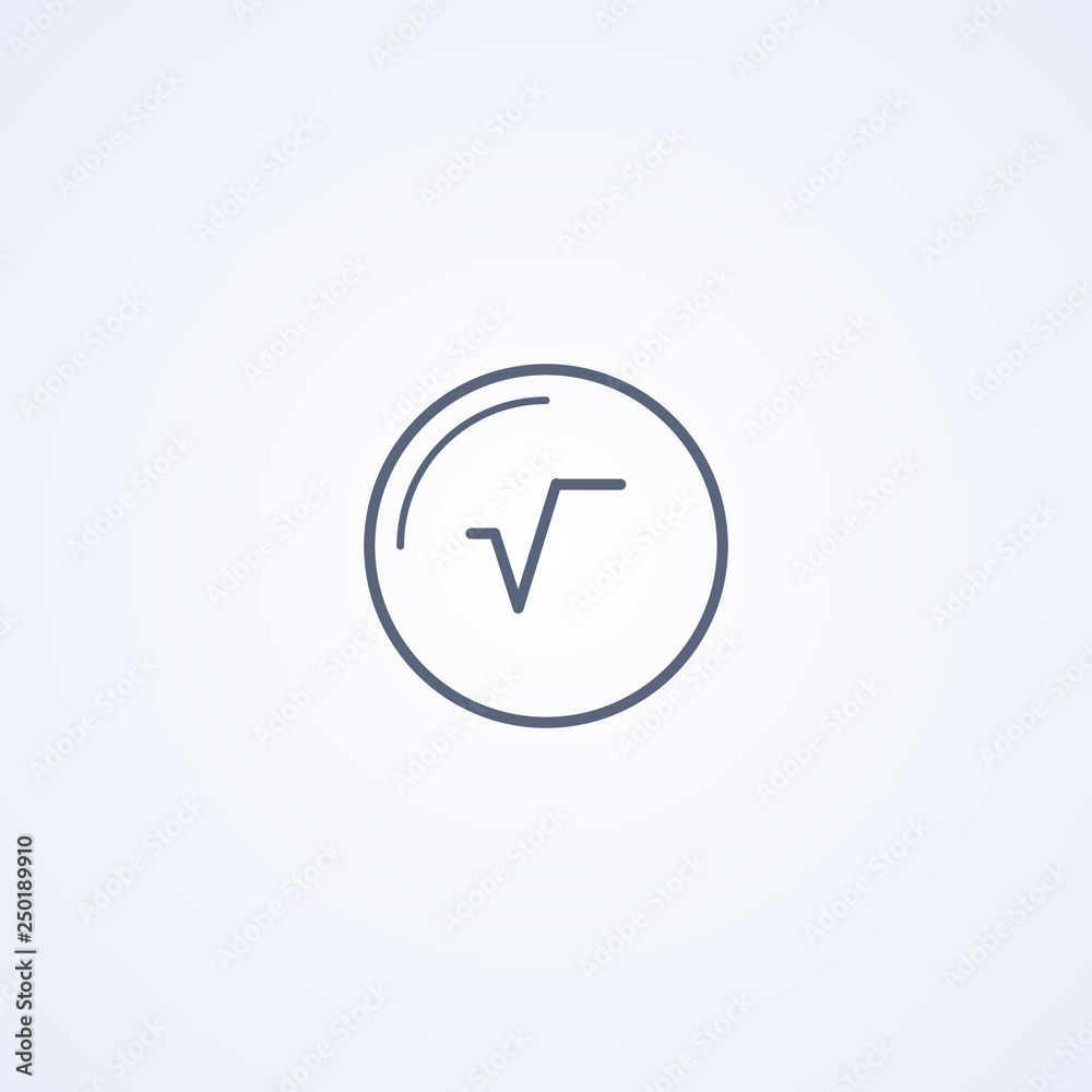 Square root of number, vector best gray line icon Square root of number, vector best gray line icon