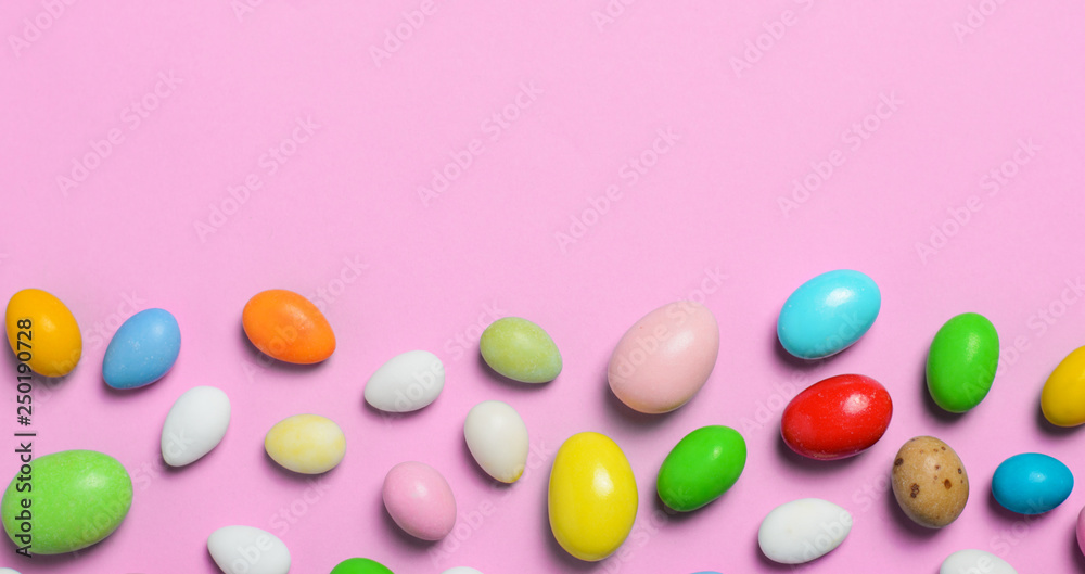 Chocolate Eggs on Bright Background, Sweet Easter Treat Chocolate Eggs on Bright Background, Sweet Easter Treat