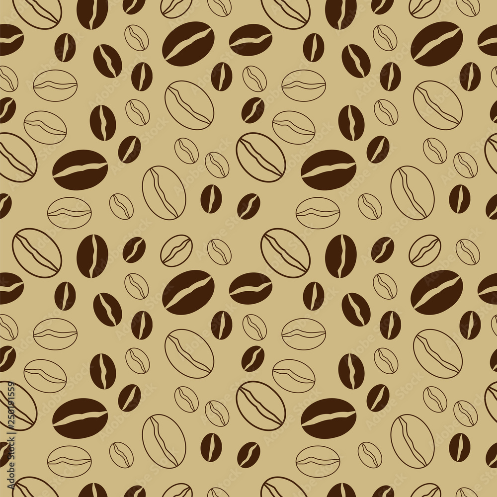 Obraz premium coffee beans seamless pattern. Brown vector background.