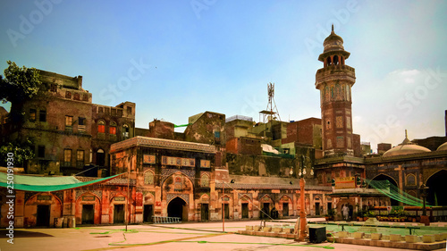 Facade of Wazir Khan Mosque, Lahore, Pakistan photo